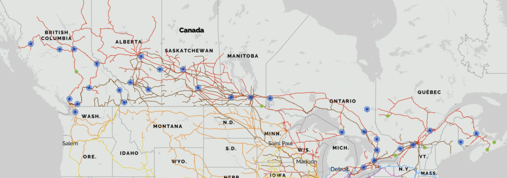 Map of sensor locations in Canada