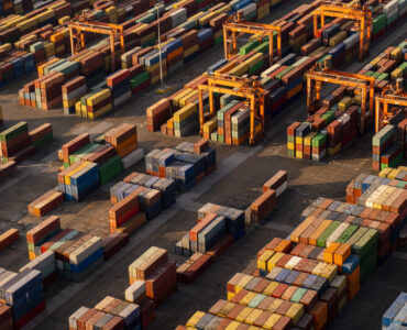 Aerial view of container port