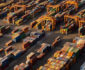 Aerial view of container port