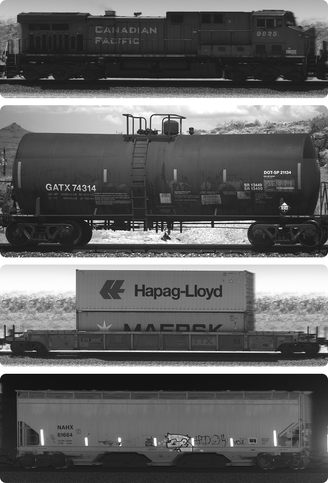 Car Images for website - locomotive, tank car, containers, covered hopper